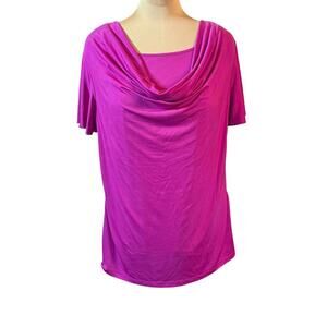 Evan Picone Violet Cowl Neck Short Sleeve Top sz 1X